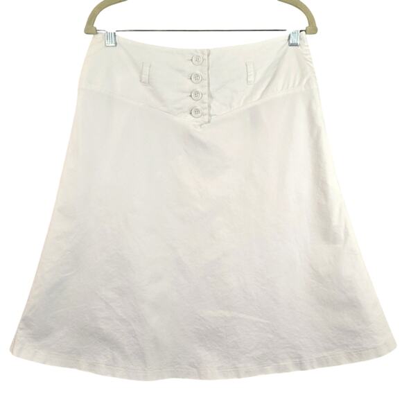 M H&M Y2K Vintage White Skirt Size 8 Knee Length Button Fly Belted Flare A Line - Picture 1 of 12